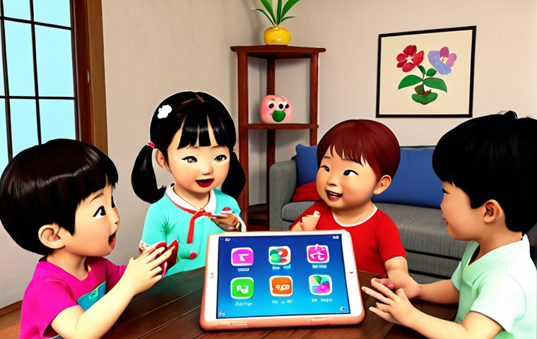 **Prompt:** "A vibrant, cheerful scene of a diverse group of South Korean children, aged 2-6, happily engaging with CoComelon content. One child is watching CoComelon on a tablet, another is playing with a CoComelon JJ plush toy, and a third is dancing along to a CoComelon song playing in the background. The setting is a cozy, modern Korean living room, subtly incorporating elements of traditional Korean aesthetics in the decor. The atmosphere is warm, inviting, and clearly shows the cultural resonance of the brand. High detail, animation style, bright colors, natural lighting, 4K."