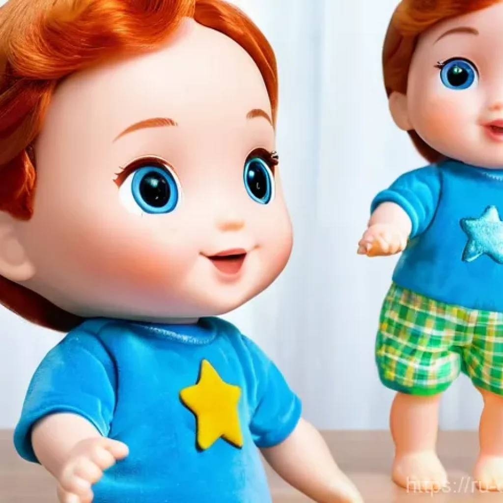 코코멜론 인형 완구 사용 후기 - **Prompt: Joyful Unboxing of CoComelon JJ Doll**
A close-up, warm, and bright photograph capturi...