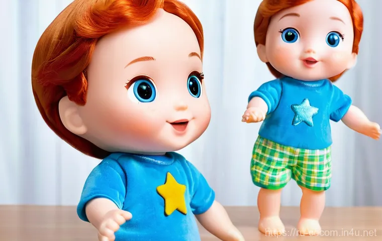 코코멜론 인형 완구 사용 후기 - **Prompt: Joyful Unboxing of CoComelon JJ Doll**
A close-up, warm, and bright photograph capturi...
